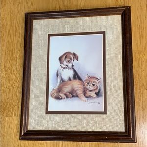 Home Interiors Vintage Cat and Dog Picture. GUC.